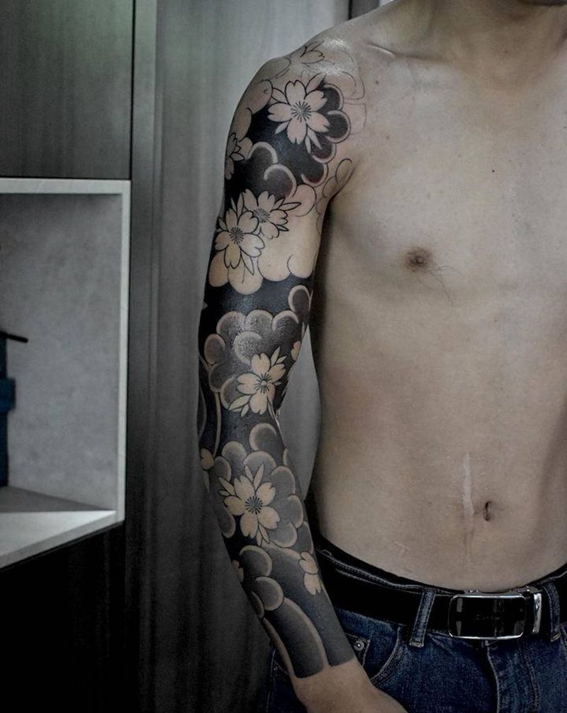 樱花臂纹身图片_手臂纹身图案