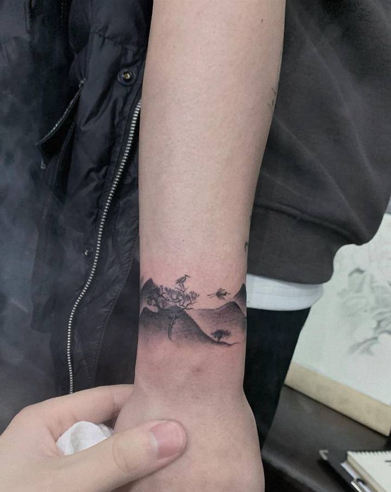 中国风纹身图片_手臂水墨纹身图案