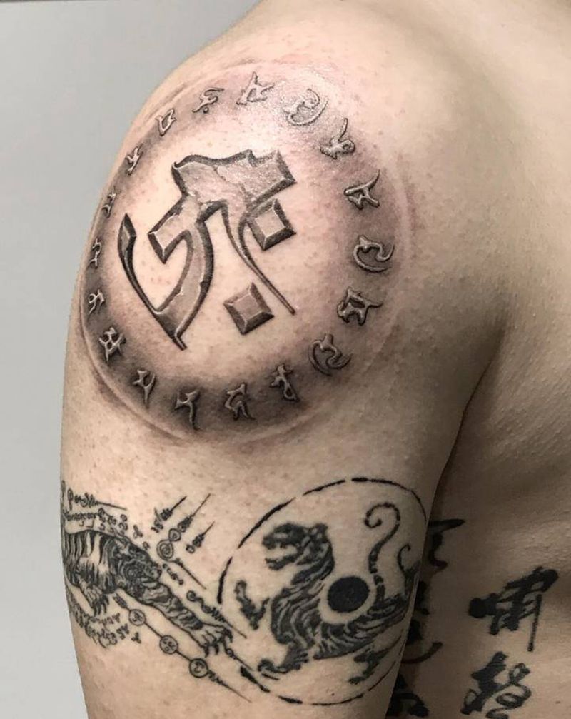 梵文纹身纹身图片_肩部纹身图案