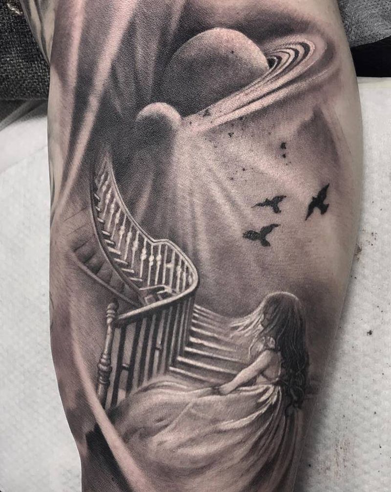 写实花臂 背影纹身图片_手臂欧美写实纹身图案