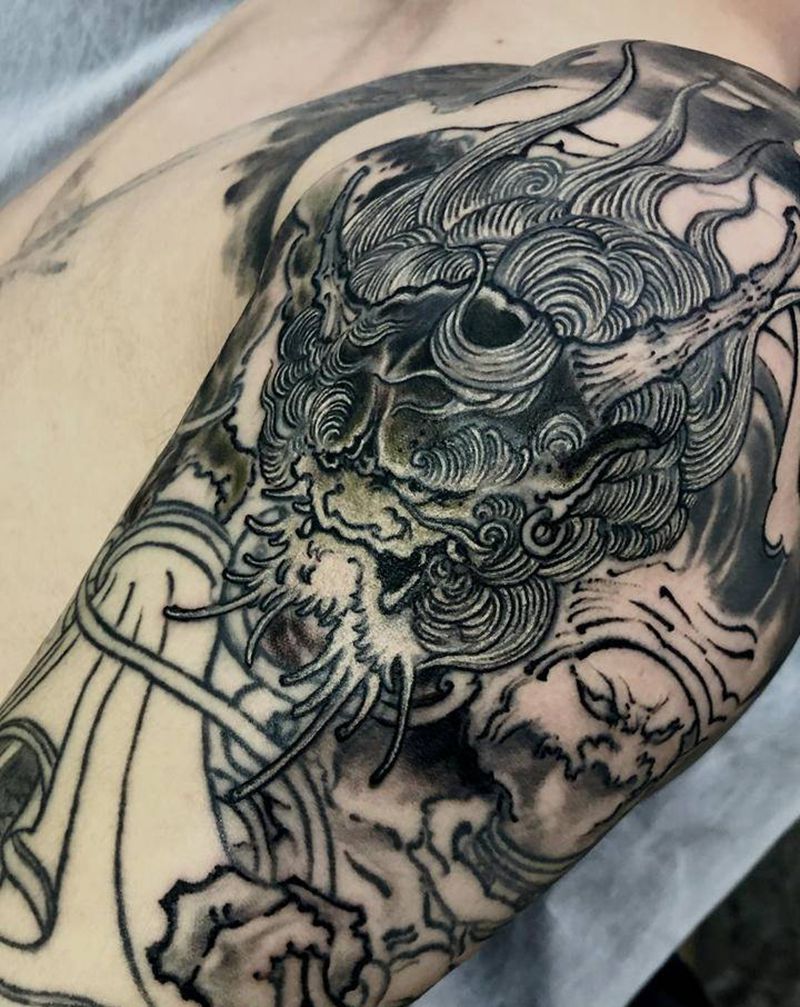 风神纹身图片_手臂手部新传统纹身图案