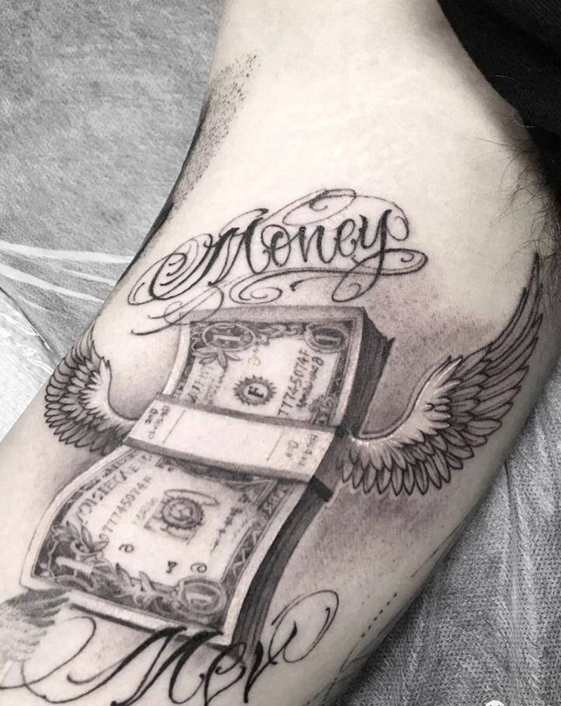 美金纹身图片_手臂欧美写实纹身图案