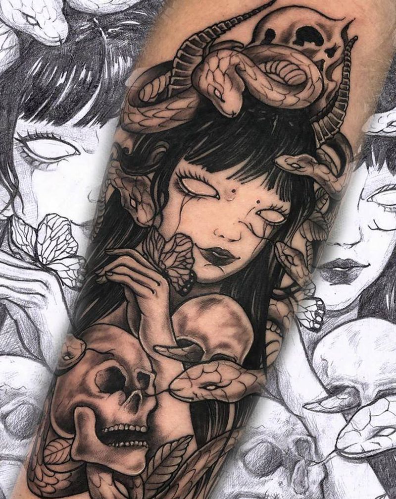 美杜莎纹身图片_手臂New School美杜莎纹身图案