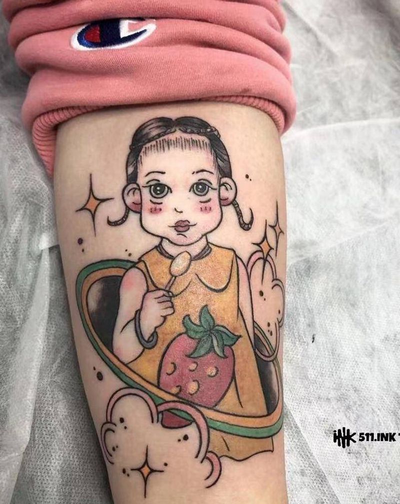 宝宝肖像纹身图片_手臂New School宝宝纹身图案
