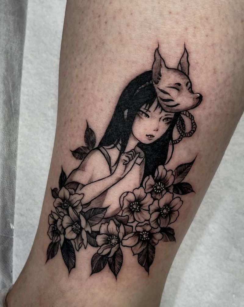 小清新纹身图片_脚部腿部点刺几何纹身图案