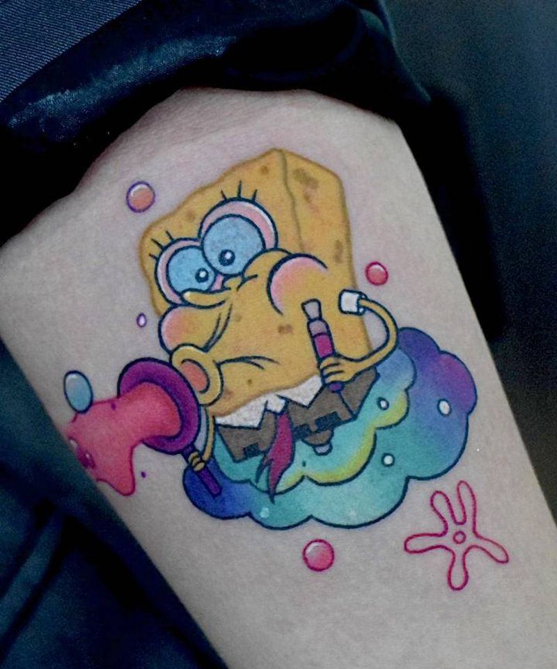 海绵宝宝纹身图片_手臂纹身图案