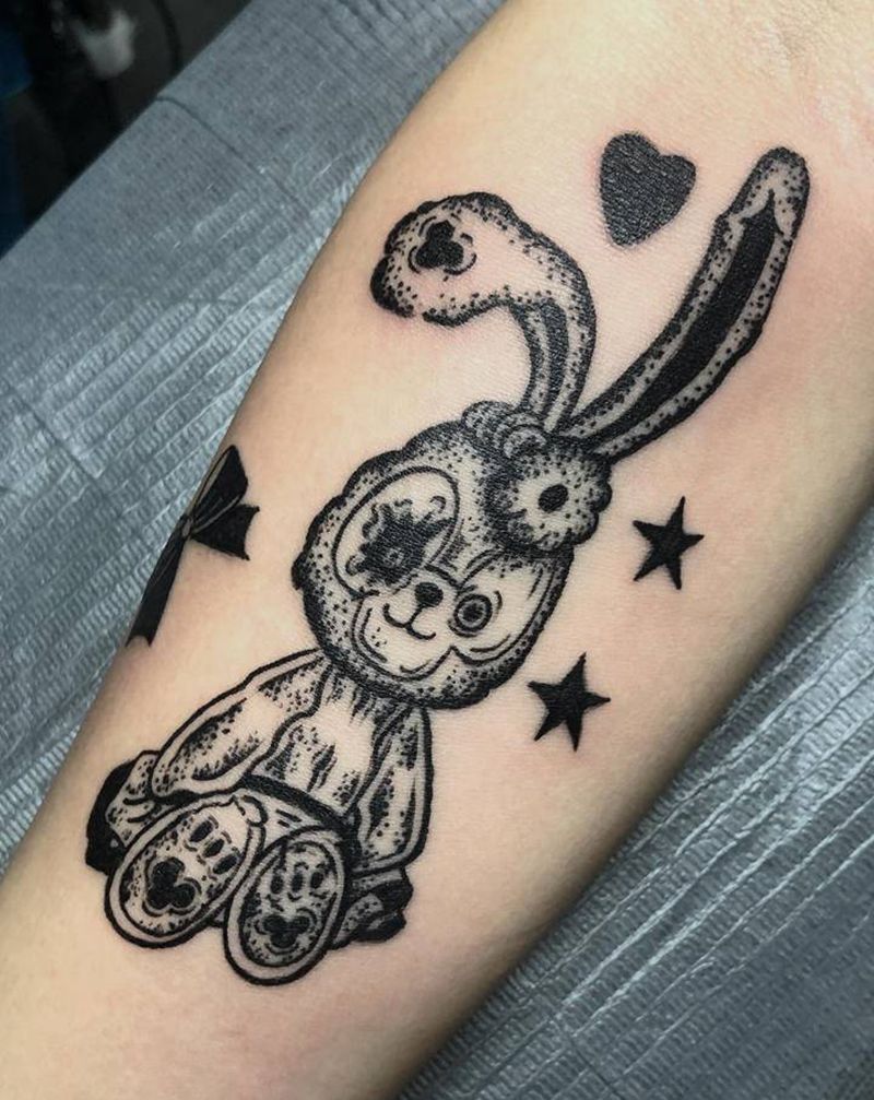 暗黑小兔子纹身图片_手臂手部图腾点刺纹身图案