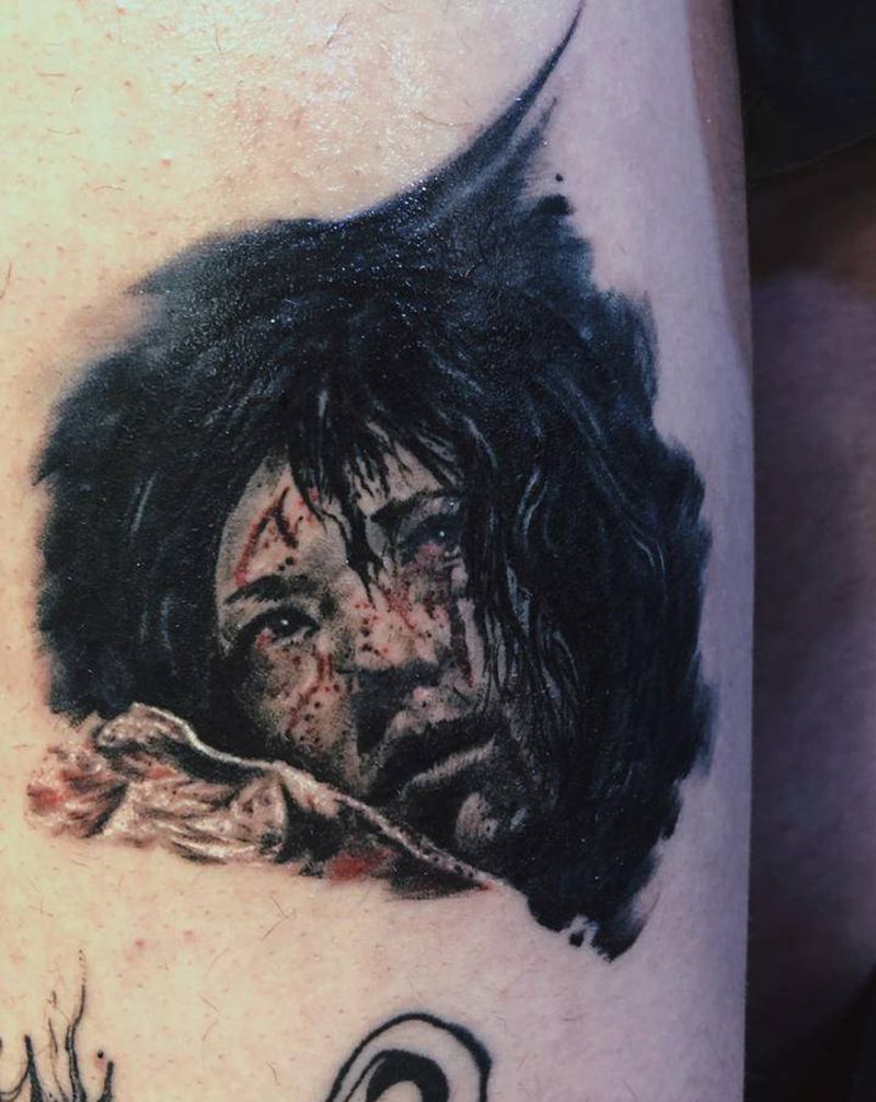 伽椰子纹身图片_腿部欧美写实纹身图案