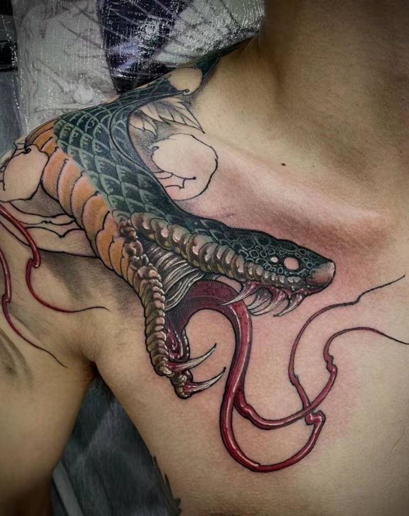 青蛇志纹身图片_背部纹身图案