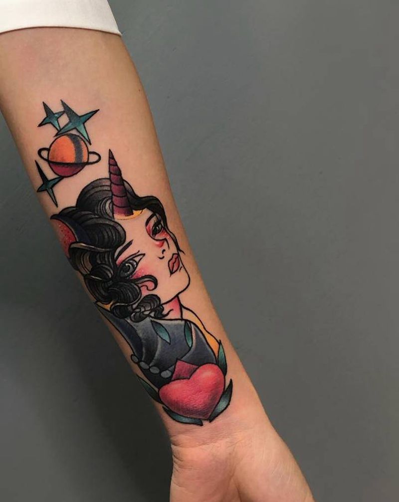 遮盖英文纹身图片_手臂New School纹身图案