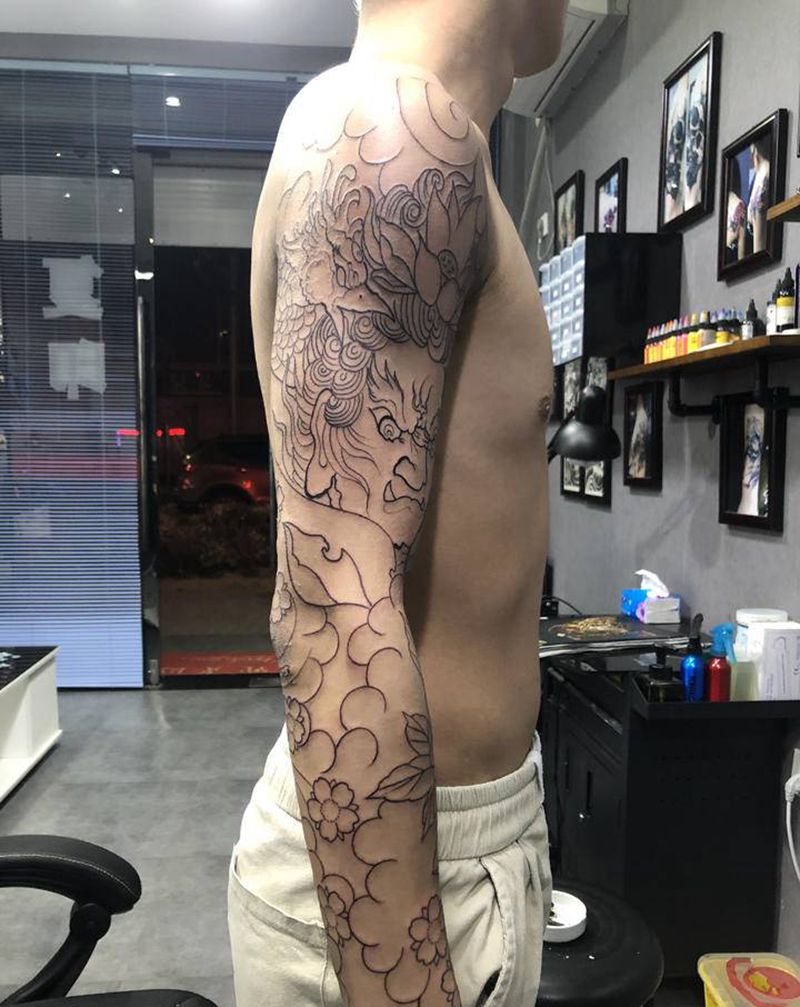 传统花臂纹身图片_老传统纹身图案