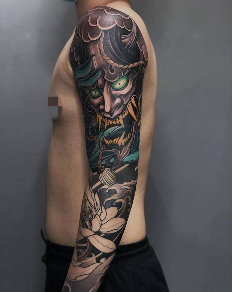 花臂未完成纹身图片_手臂新传统纹身图案