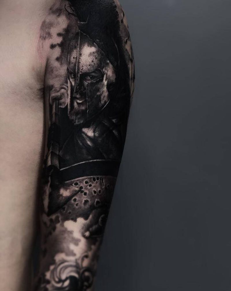 欧美花臂纹身图片_手臂欧美写实纹身图案