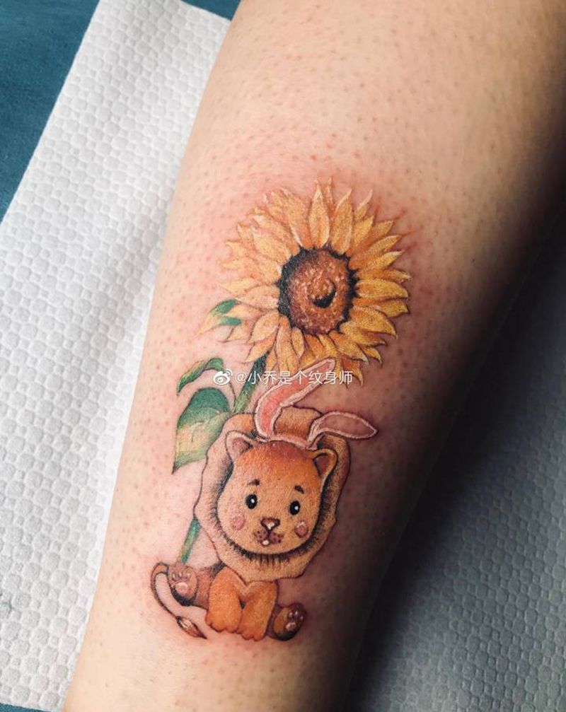 小西几纹身图片_腿部New School纹身图案