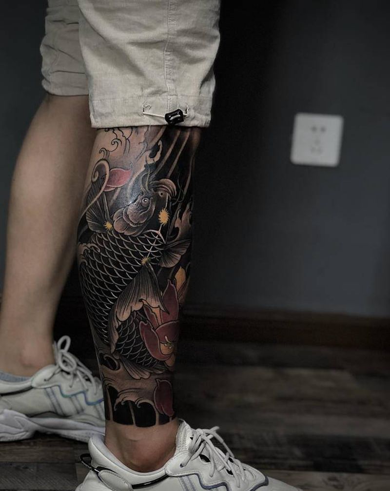 鲤鱼纹身图片_新传统纹身图案