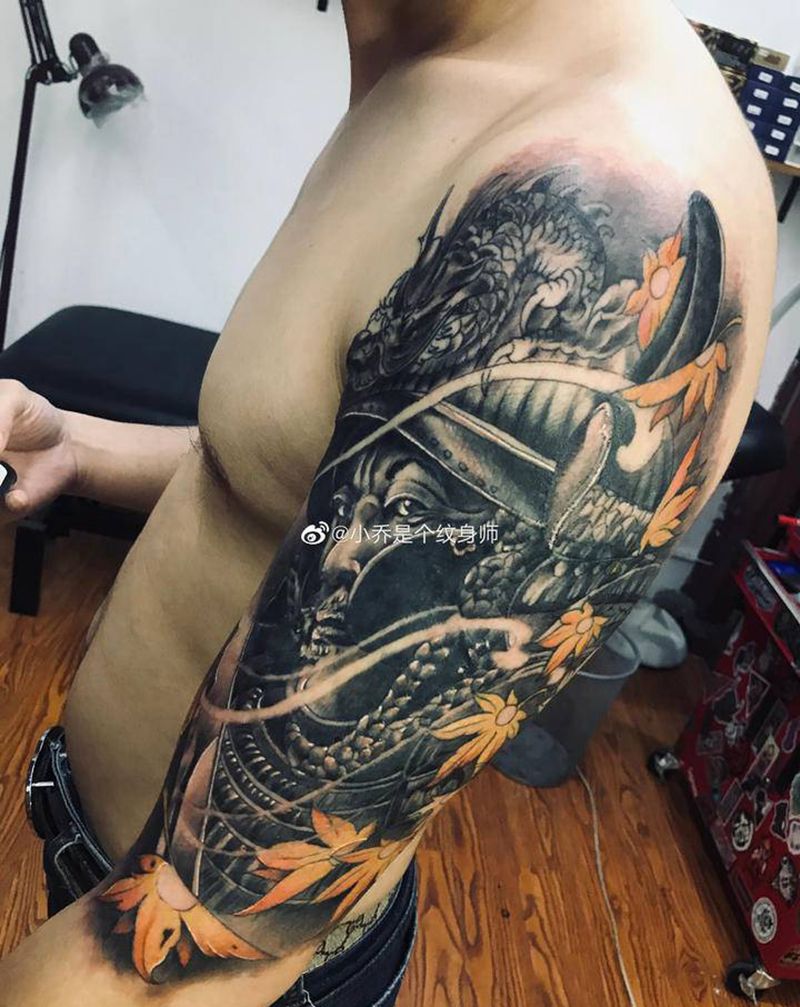武士纹身图片_手臂新传统纹身图案