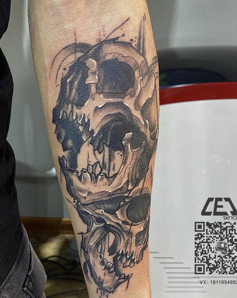 骷髅纹身图片_手臂纹身图案