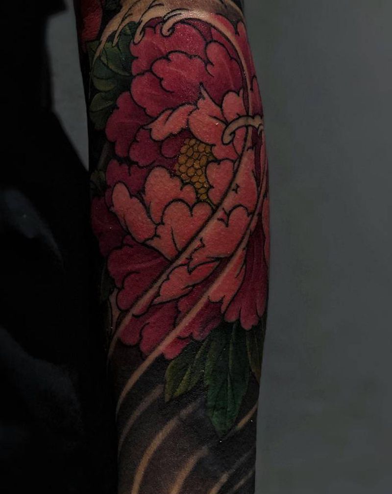 花臂未完成纹身图片_手臂新传统纹身图案