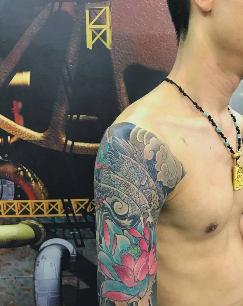 烫伤疤痕遮盖纹身图片_手臂新传统纹身图案