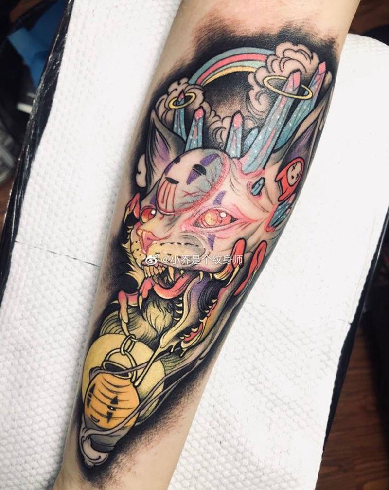 猫纹身图片_手臂New School纹身图案