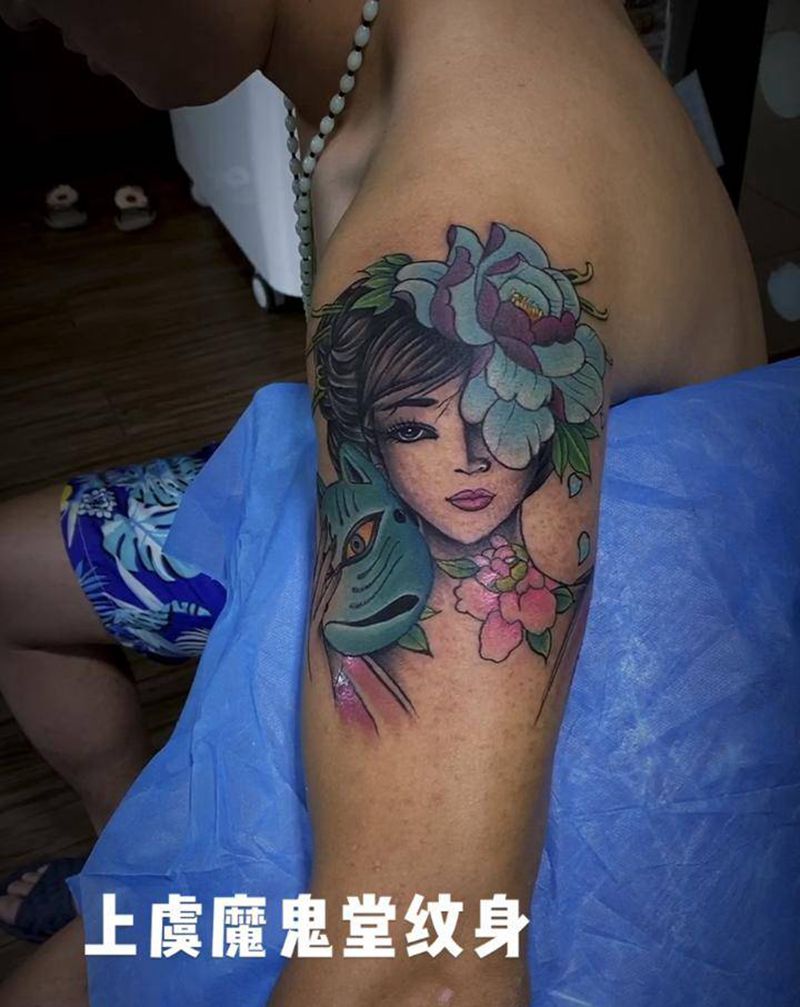 艺妓,部分恢复后效果纹身图片_手臂手部纹身图案