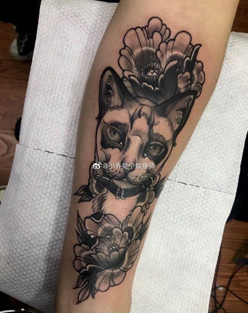 猫纹身图片_手臂纹身图案