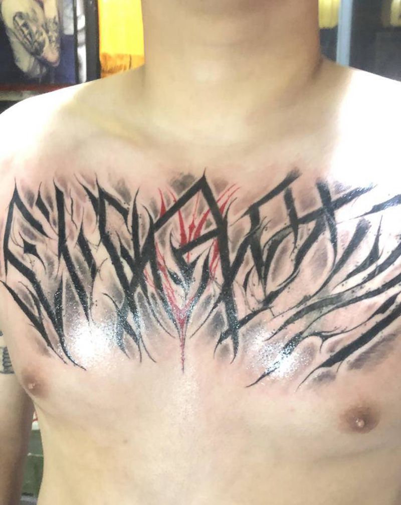 字纹身图片_胸部纹身图案