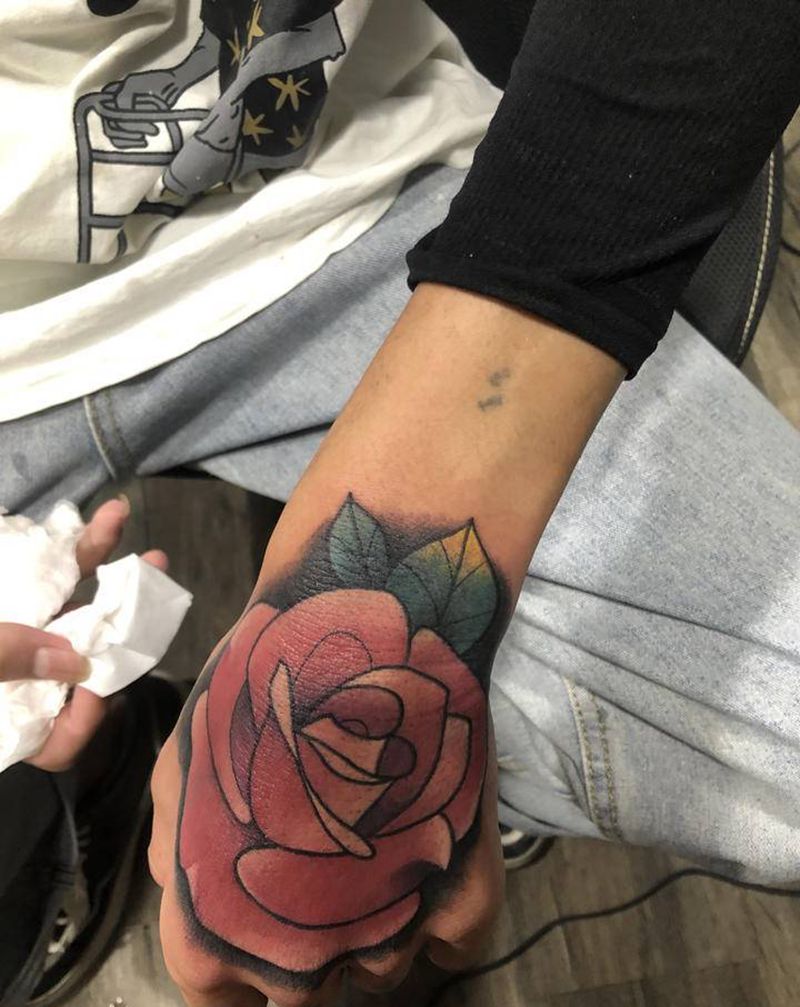 手背花纹身图片_手臂New School纹身图案