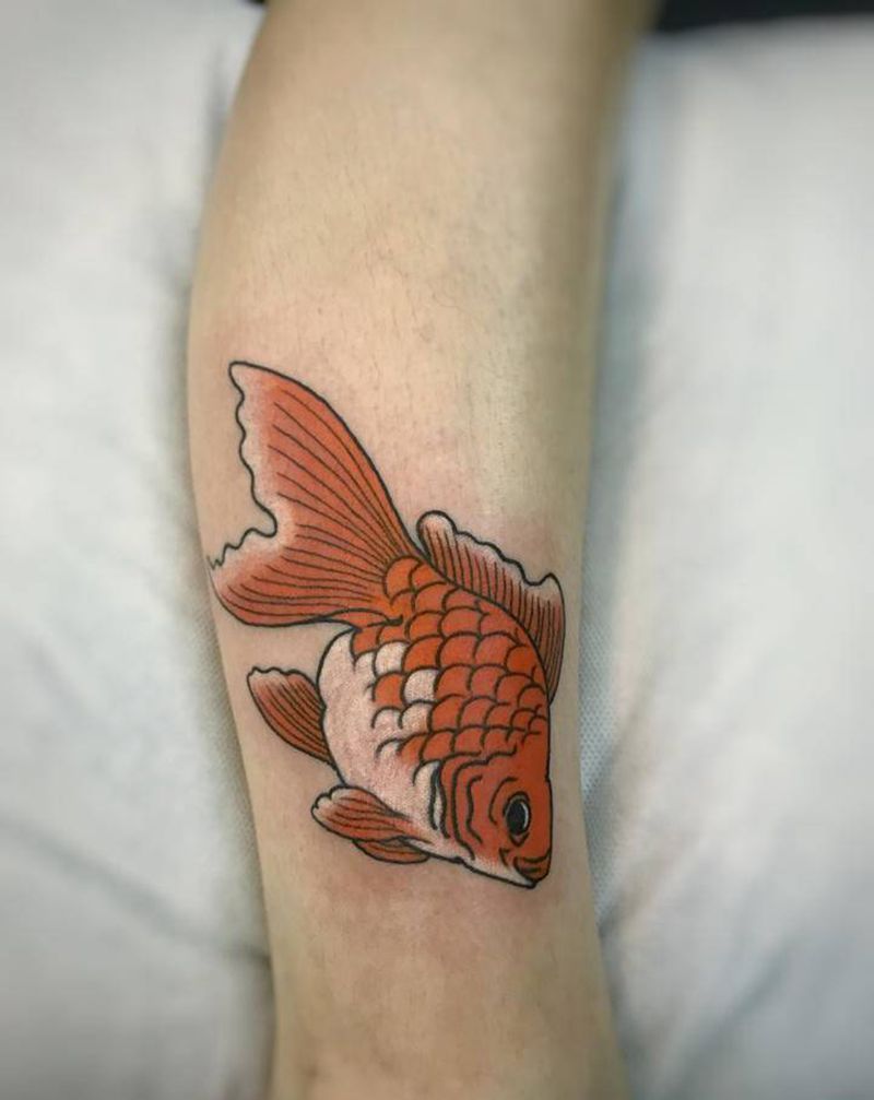金鱼纹身图片_老传统纹身图案