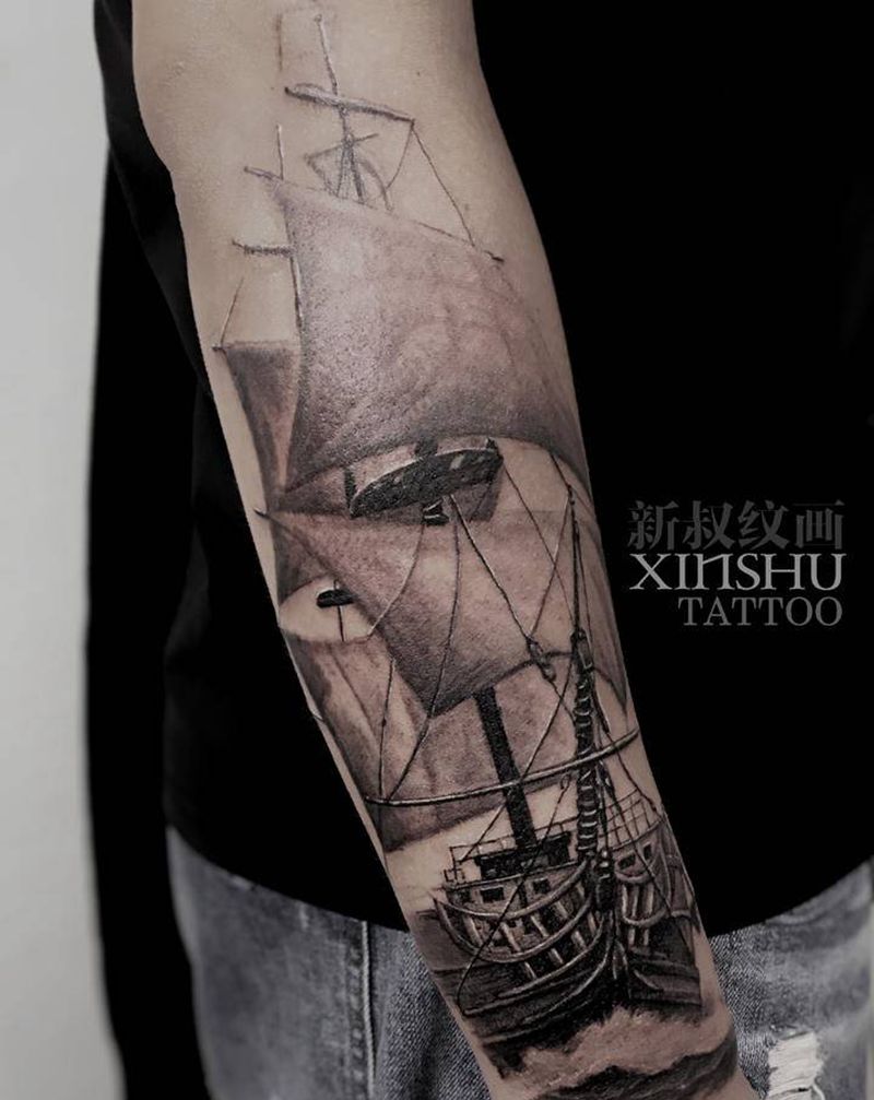 扬帆起航   未完待续纹身图片_欧美写实纹身图案