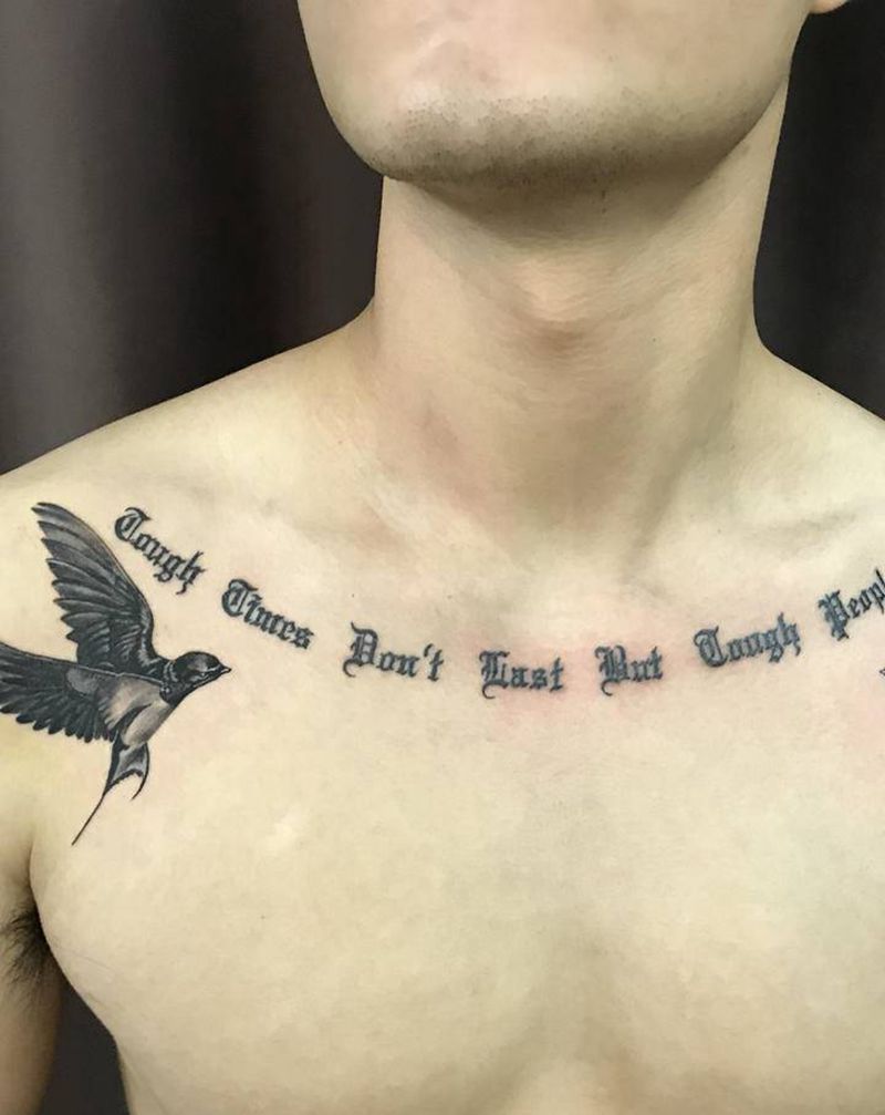 小燕子纹身图片_胸部欧美写实纹身图案