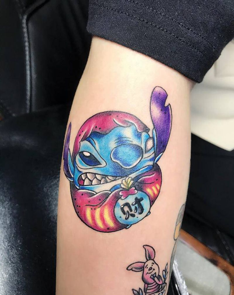 达摩蛋纹身图片_手臂水彩纹身图案