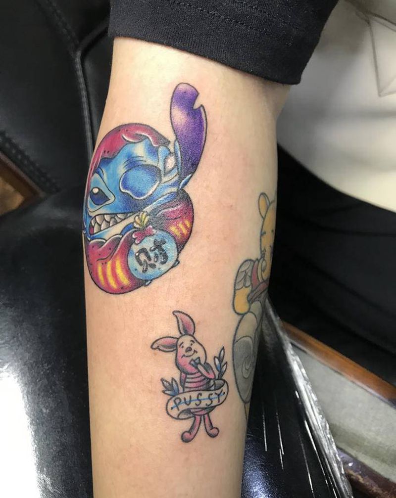 小猪纹身图片_水彩纹身图案