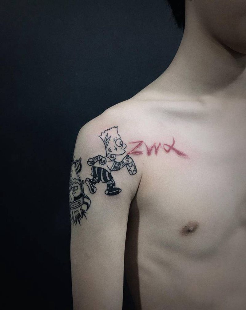 辛普森一家纹身图片_手臂New SchoolOld School纹身图案