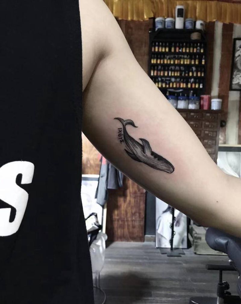 鲸鱼纹身纹身图片_手臂小清新纹身图案