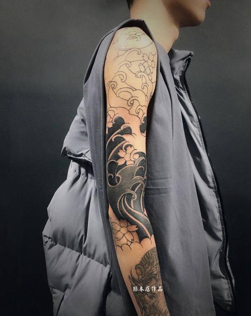 日式老传统纹身图片_手臂老传统新传统纹身图案