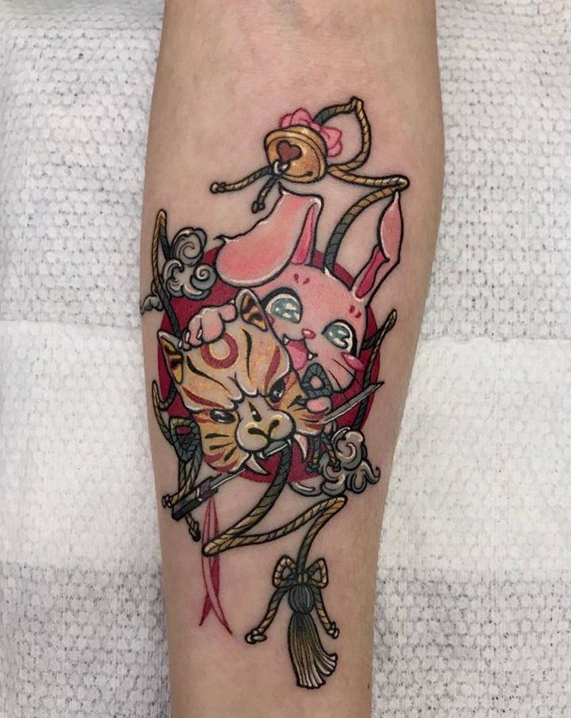 兔子纹身图片_手部纹身图案