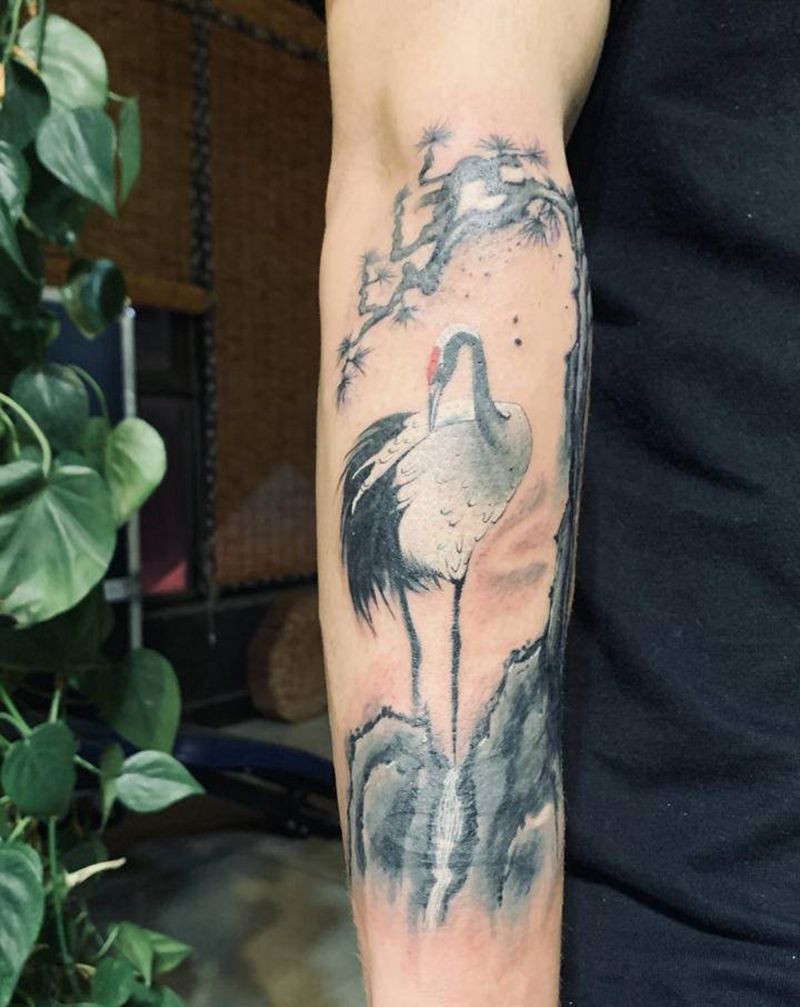 水墨纹身纹身图片_手臂水彩水墨纹身图案