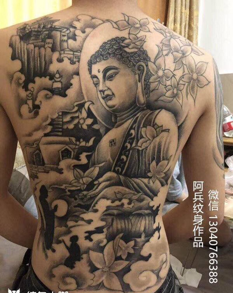 佛纹身图片_背部纹身图案
