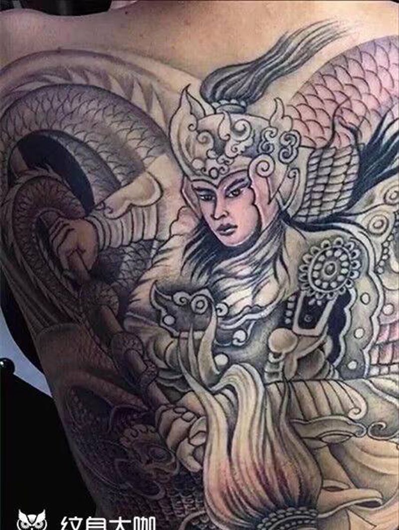 赵子龙纹身图片_背部纹身图案