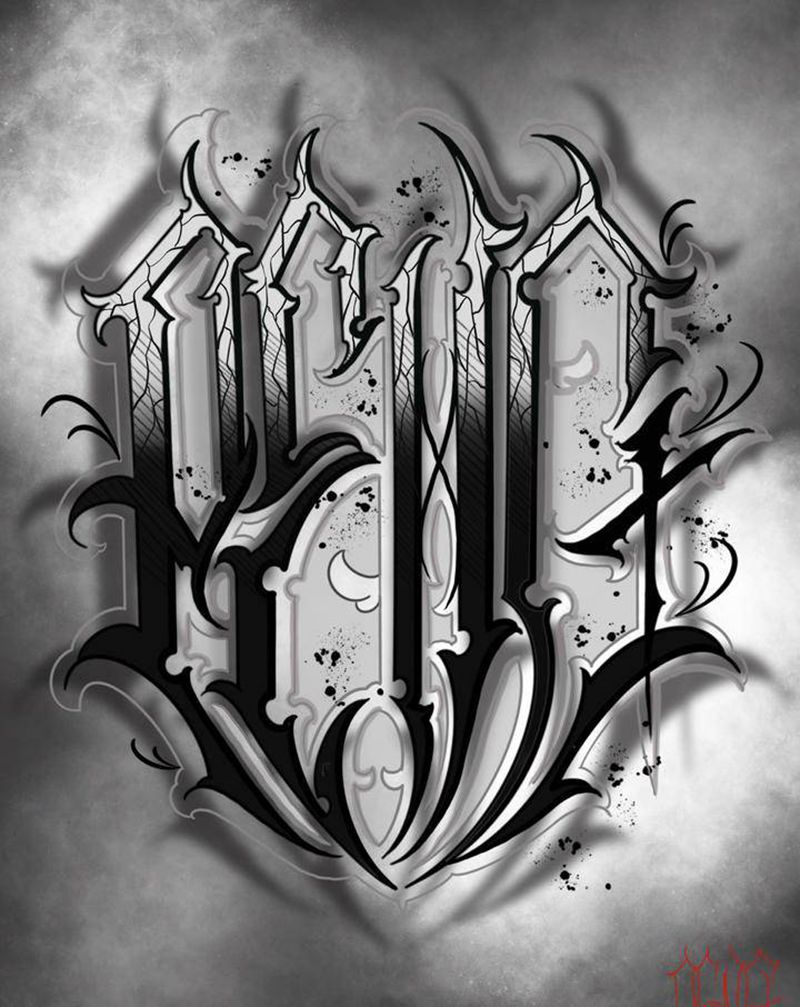 花体字手稿纹身图片_花体字纹身图案