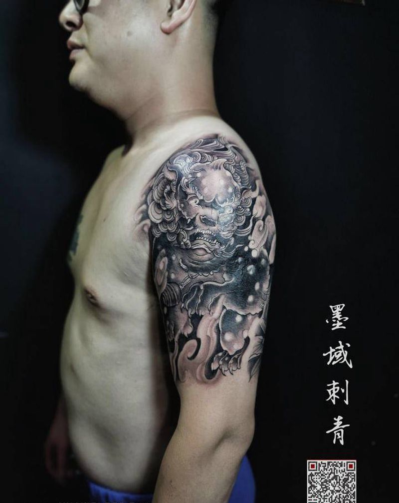 覆盖  唐狮纹身图片_手臂纹身图案