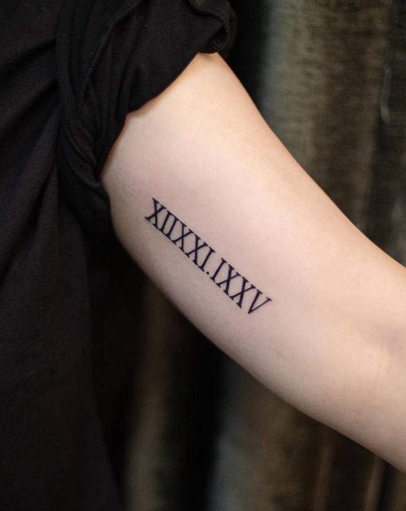 罗马数字纹身图片_手臂纹身图案