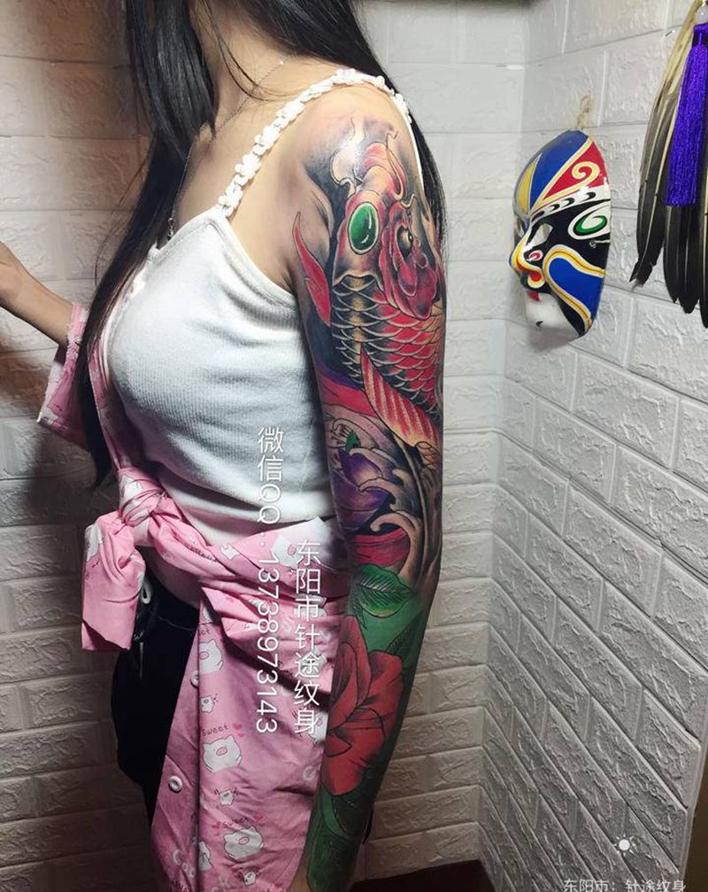 花臂纹身图片_手臂新传统纹身图案