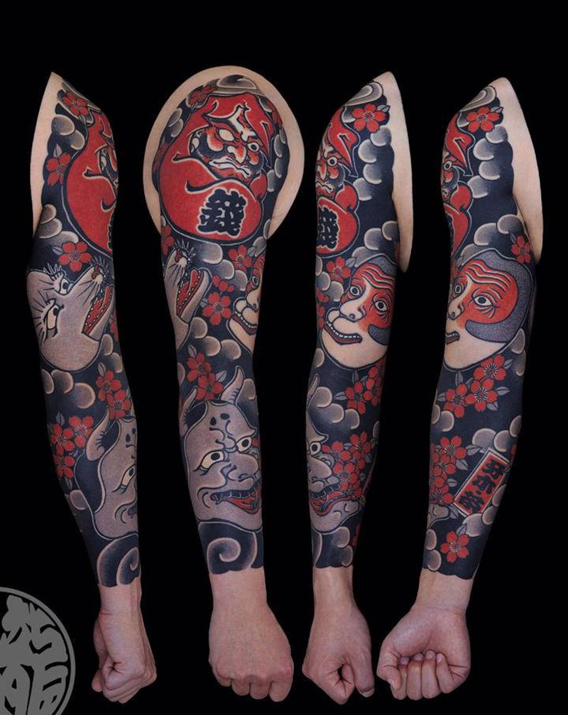 东方韵味纹身图片_手臂老传统圆叁纹身图案