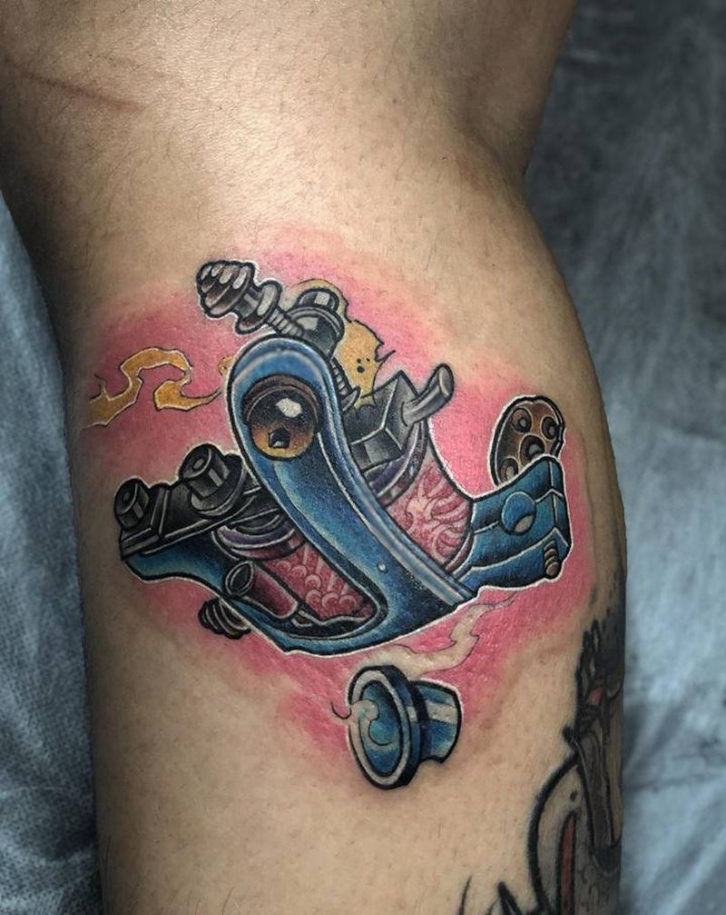 纹身机纹身图片_腿部New School水彩纹身图案