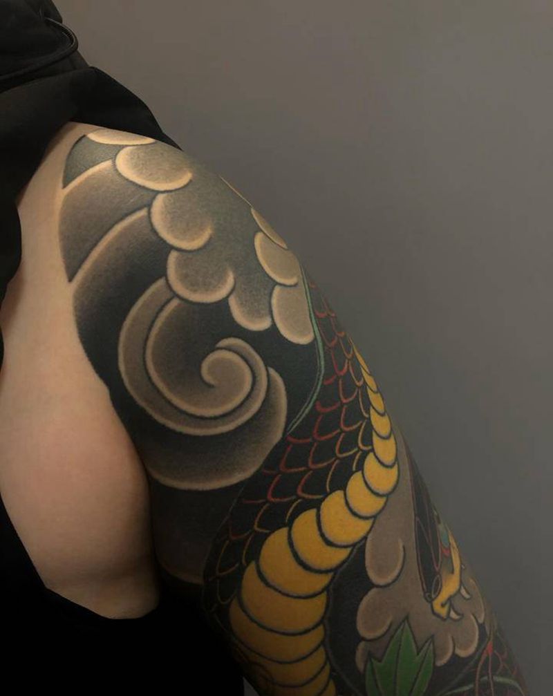 全程圆五针作品，已恢复一年半纹身图片_手臂手部老传统纹身图案