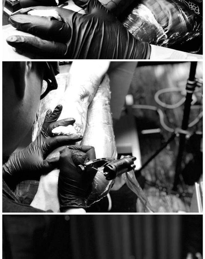 唐狮牡丹花臂进行中纹身图片_手臂老传统唐狮牡丹纹身图案