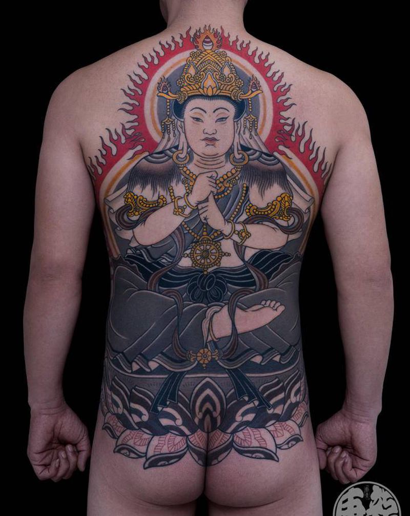 大日如来满背•唐龍峯纹身图片_背部大日如来纹身图案