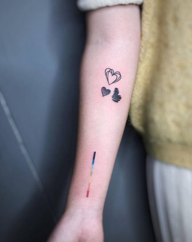 小清新纹身图片_手臂水彩图腾纹身图案